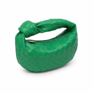 Green Mini Woven Crescent Bag