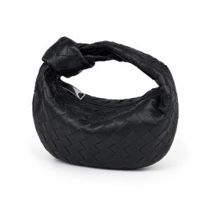 Black Mini Woven Crescent Bag