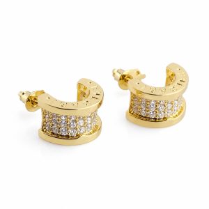 Gold Crystal Arc Earrings - Fashion jewelry, non-precious metal