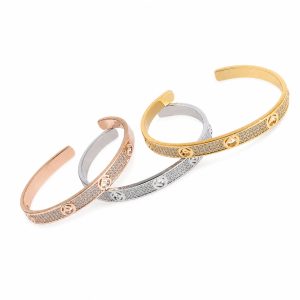Three-Tone Crystal Slim Bracelet Set - Fashion jewelry, non-precious metal