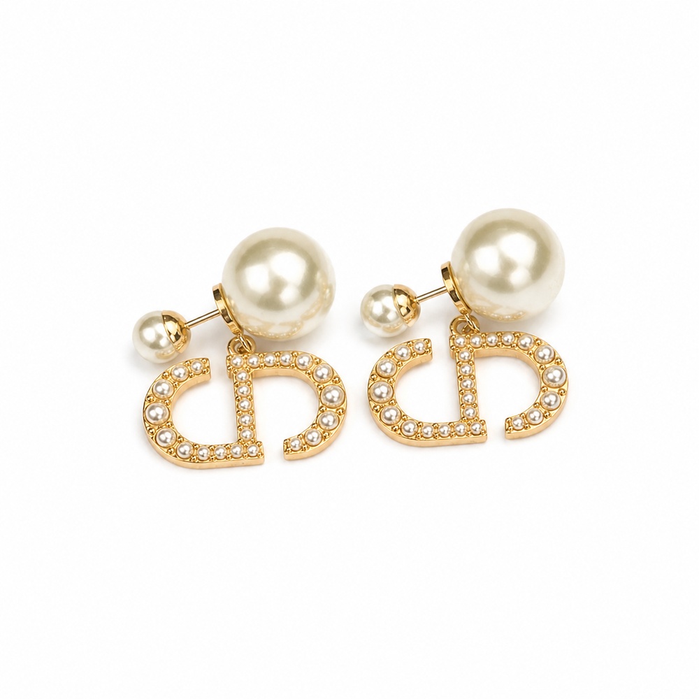 Pearl Crystal Letter Earrings - Fashion jewelry, non-precious metal