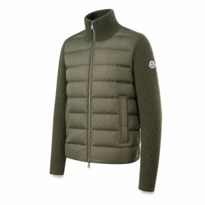 Olive Knit-Sleeve Hybrid Down Jacket