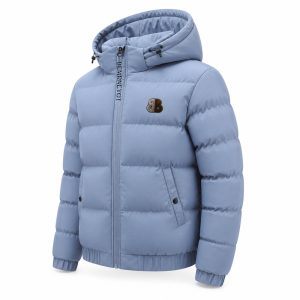 Mist Blue Hooded Short Down Jacket