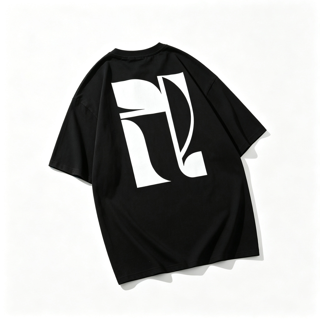 Black Back Abstract Geometric Print Oversized Tee – casual T-shirt and everyday top