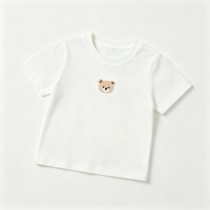 White Cute Bear Print Kids T-Shirt – casual T-shirt and everyday top