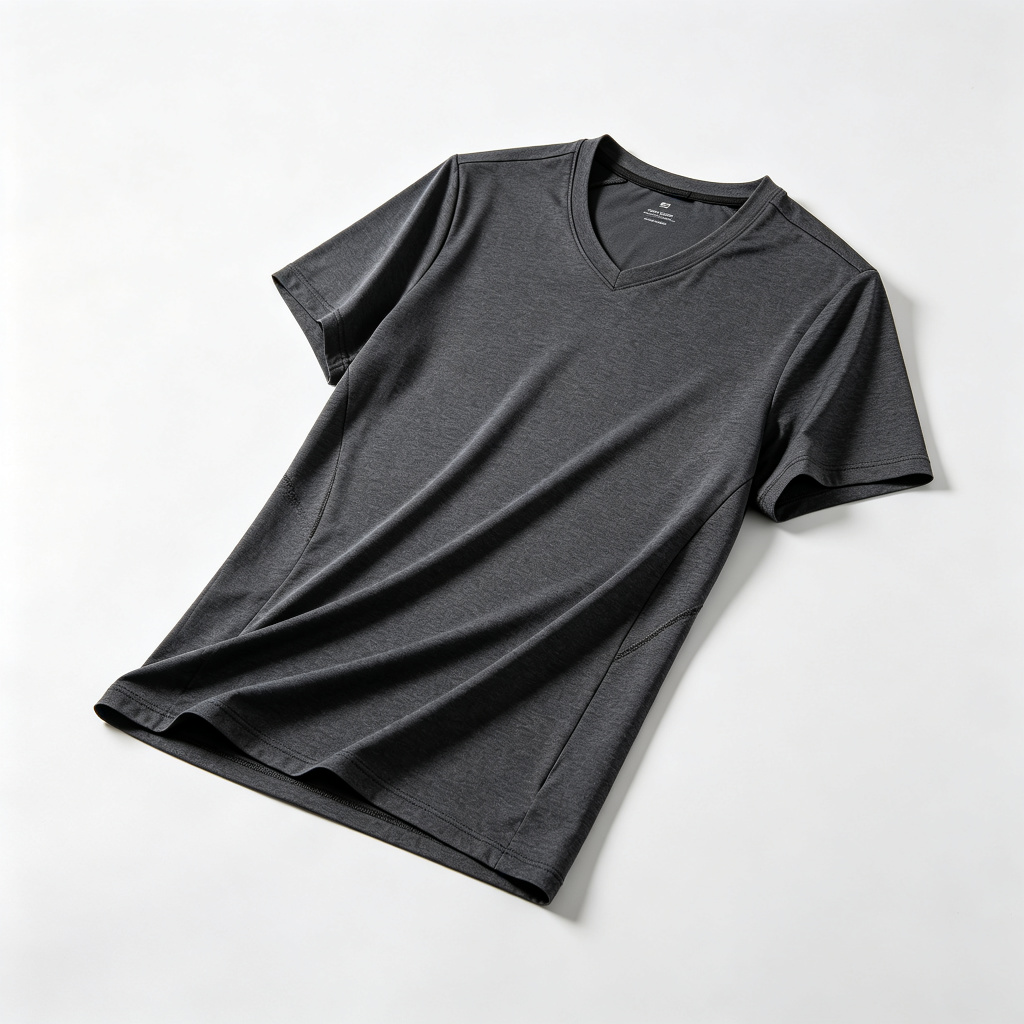 Dark Grey V-Neck Short Sleeve Athletic T-Shirt – casual T-shirt and everyday top