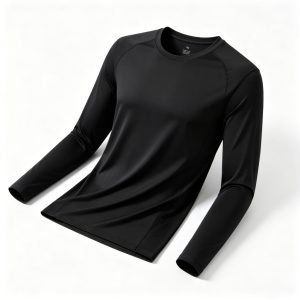 Black Long Sleeve Crew Neck Athletic T-Shirt – casual T-shirt and everyday top