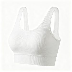 White Ribbed Racerback Cropped Tank Top – casual T-shirt and everyday top