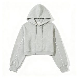 Heather Grey Cropped Hoodie Sweatshirt – casual hoodie and streetwear sweatshirt