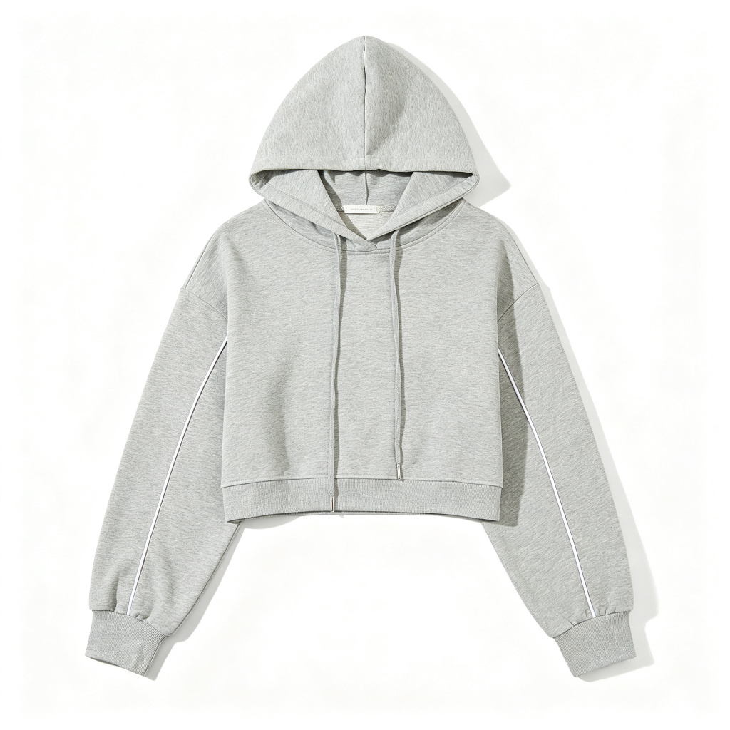 Heather Grey Cropped Hoodie Sweatshirt – casual hoodie and streetwear sweatshirt