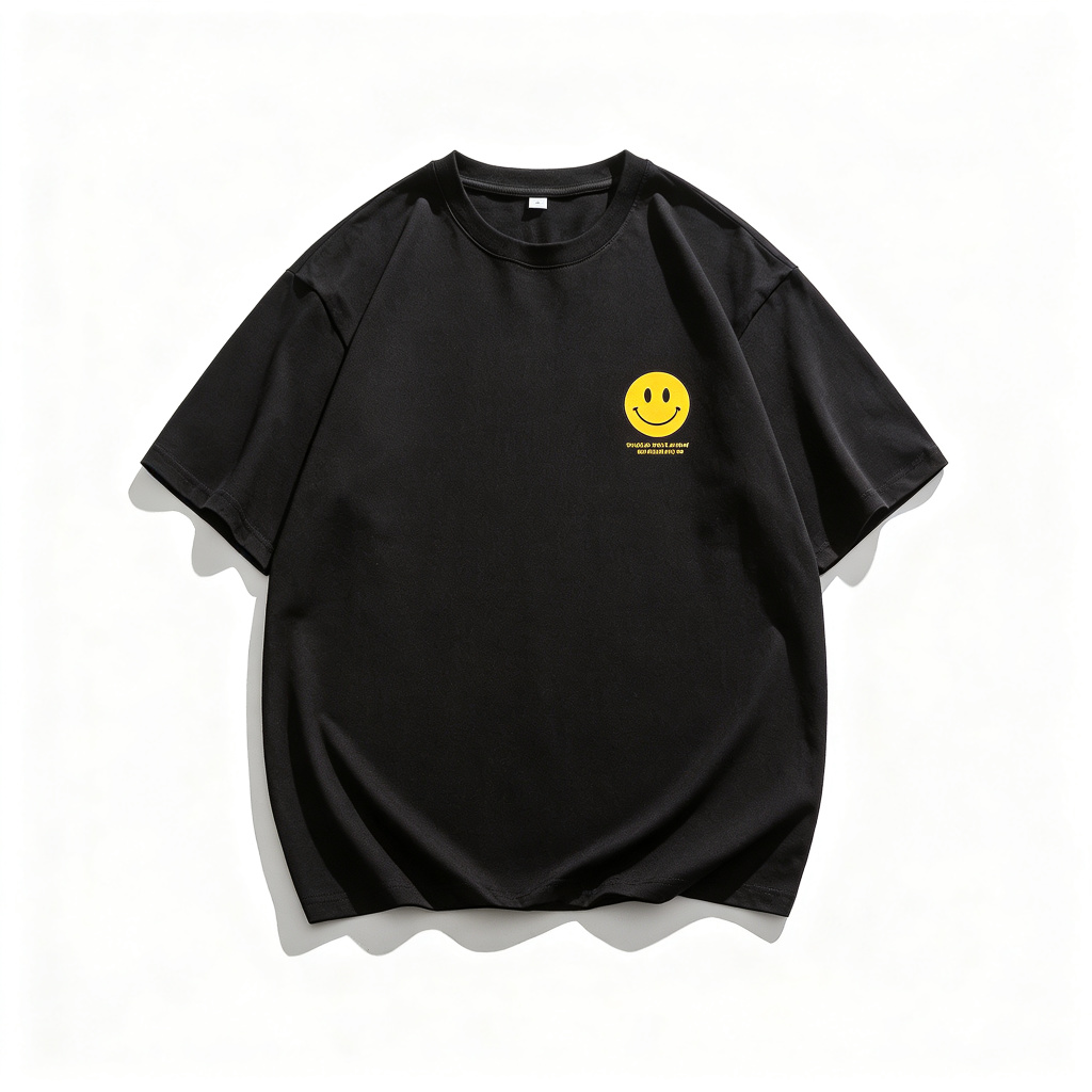 Black Smiley Face Graphic Oversized T-Shirt – casual T-shirt and everyday top