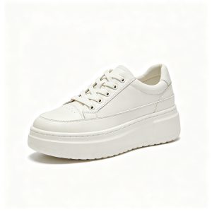 White Leather Platform Chunky Sole Sneakers