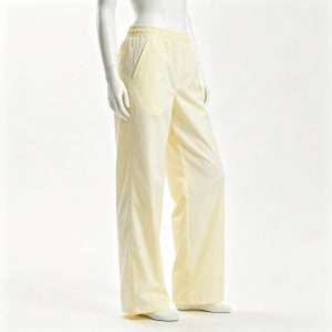 Cream Yellow Wide-Leg Windbreaker Pants