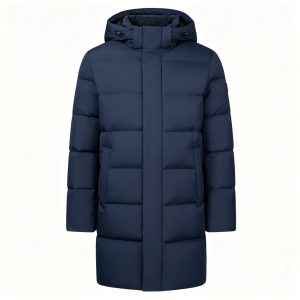 NavyMid-Length Down Jacket