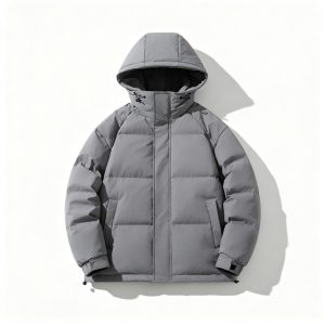GrayHooded Down Jacket