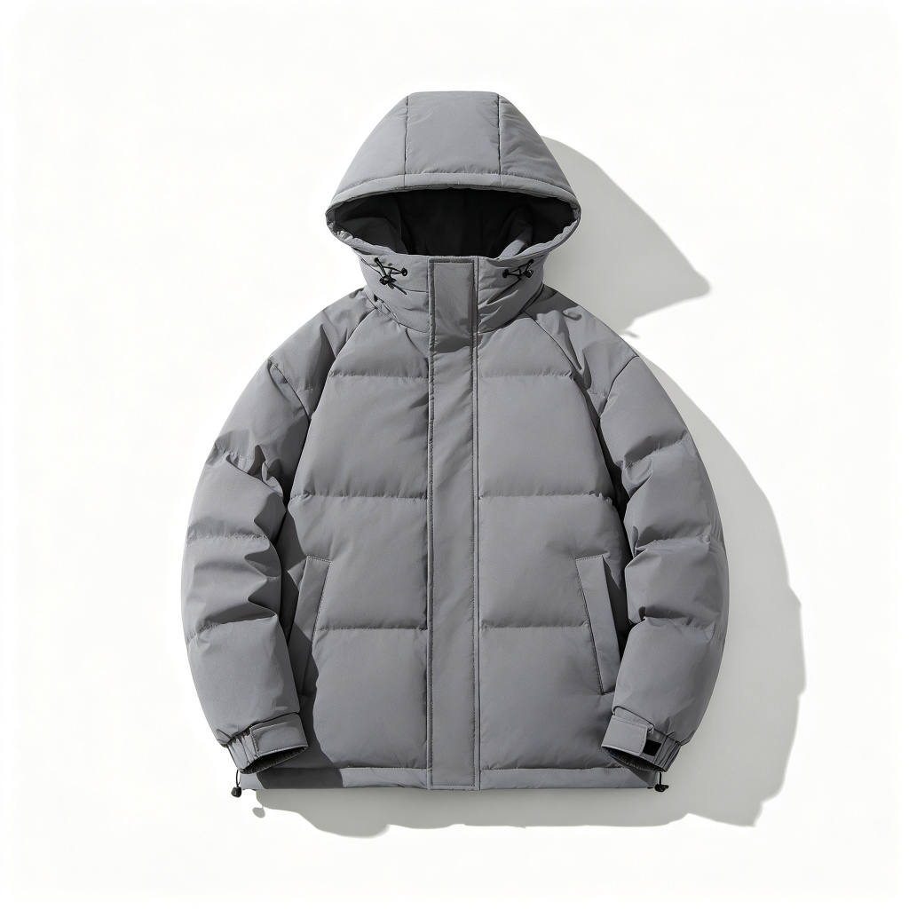 GrayHooded Down Jacket