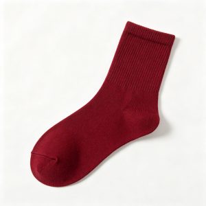 BurgundyCotton Crew Socks