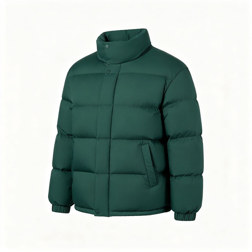 Forest GreenStand-Collar Down Jacket