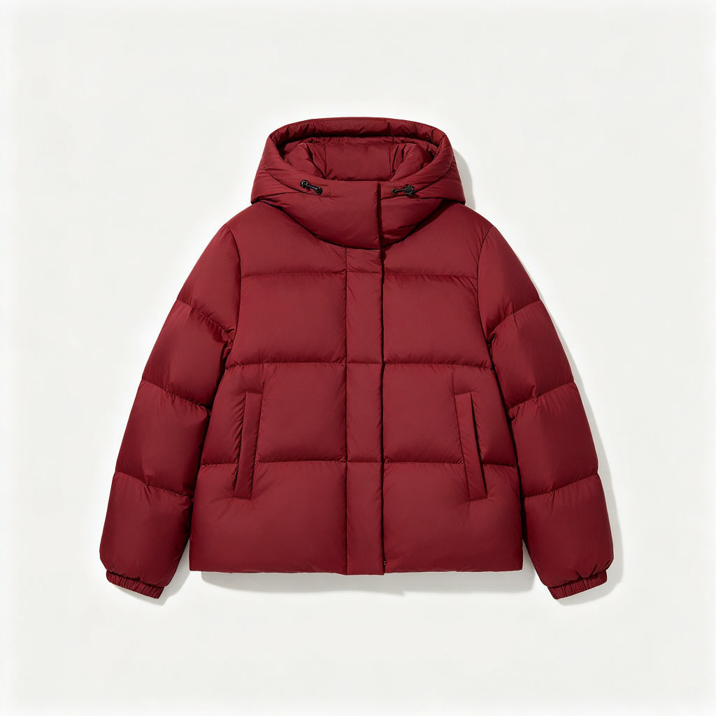 BurgundyHooded Down Jacket