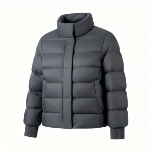 Dark Gray Stand Collar Short Down Jacket