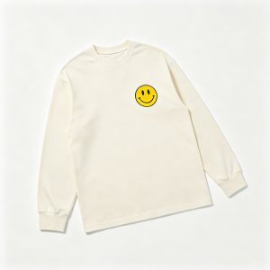 Cream Smiley Face Print Long Sleeve T-Shirt