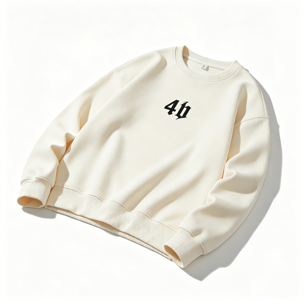 Cream White Letter Print Crewneck Sweatshirt