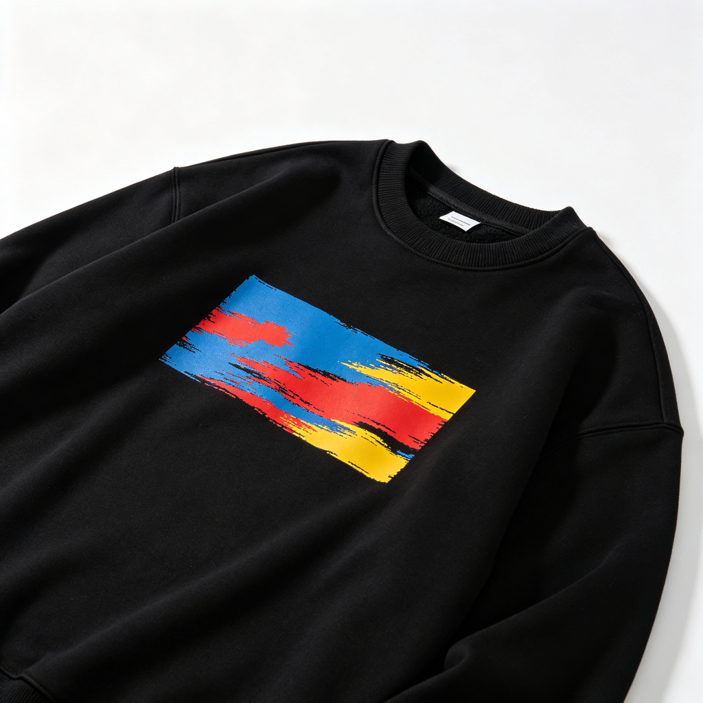 Black Colorful Abstract Art Print Crewneck Sweatshirt