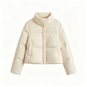 BeigeStand-Collar Down Jacket
