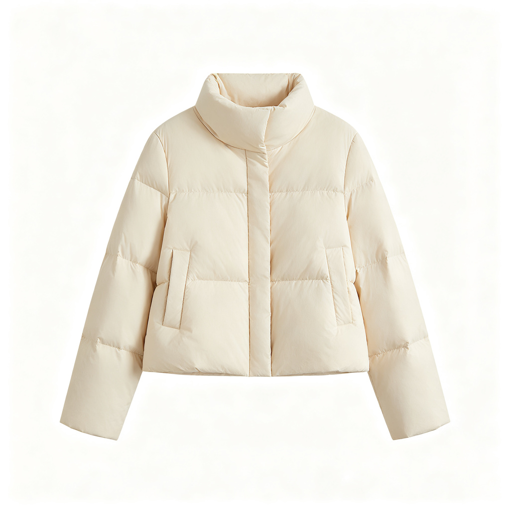 BeigeStand-Collar Down Jacket