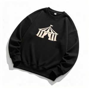 Black Circus Tent Graphic Print Crew Neck Sweatshirt