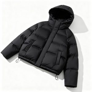 Black Short Hooded Puffer Jacket