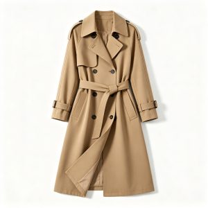 Khaki Mid-Length Trench Coat