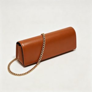 Brown Leather Baguette Bag