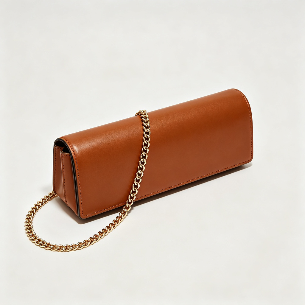 Brown Leather Baguette Bag
