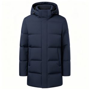 NavyMid-Length Down Jacket