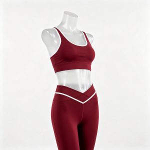 Red V-Waist Leggings & Sports Bra Set