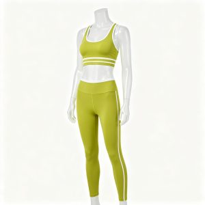 Lime Green U-Neck Sports Bra & Leggings Set