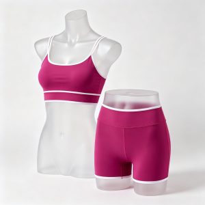 Magenta Square-Neck Sports Bra & Biker Shorts Set