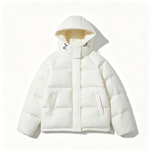 WhiteHooded Down Jacket
