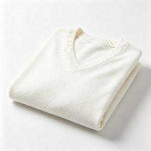 WhiteV-Neck Knit Sweater