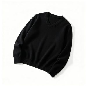 BlackV-Neck Knit Sweater