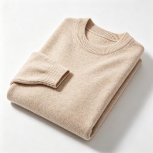 BeigeCrew-Neck Knit Sweater