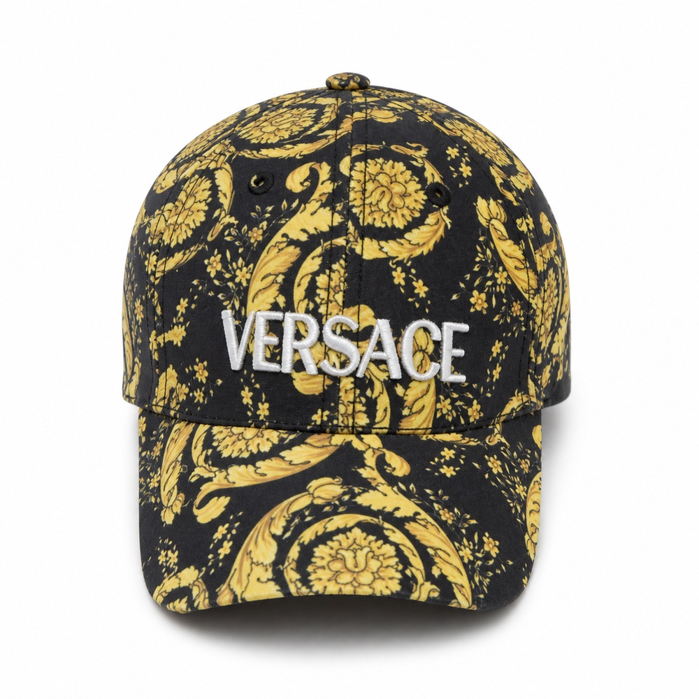 Black and Gold Baroque Print Baseball Cap