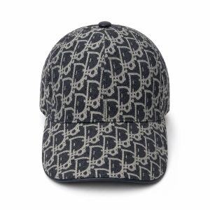Black and Gray Monogram Jacquard Cap