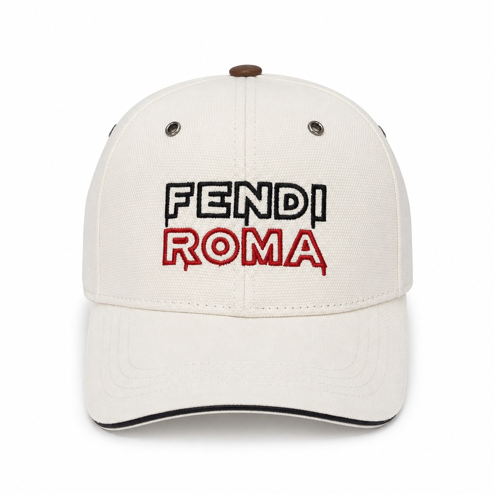 Ivory Logo Embroidered Canvas Cap