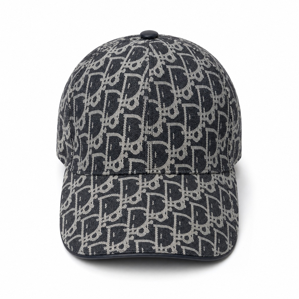 Black and Gray Monogram Jacquard Cap