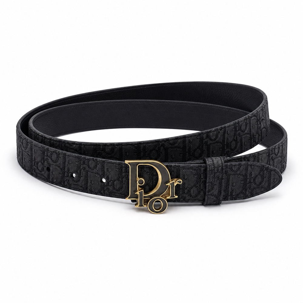 Black Monogram Dior Letter Buckle Belt, 35mm