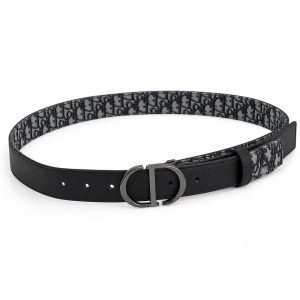 Reversible Black and Navy Monogram Belt, 30mm