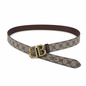 Gray Brown Monogram Antique Gold Buckle Belt, 38mm
