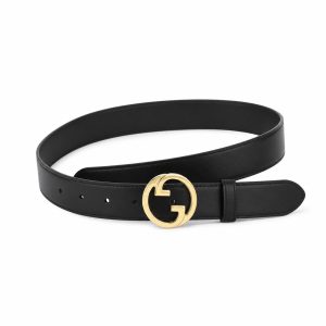 Black Gold Double G Buckle Belt, 30mm